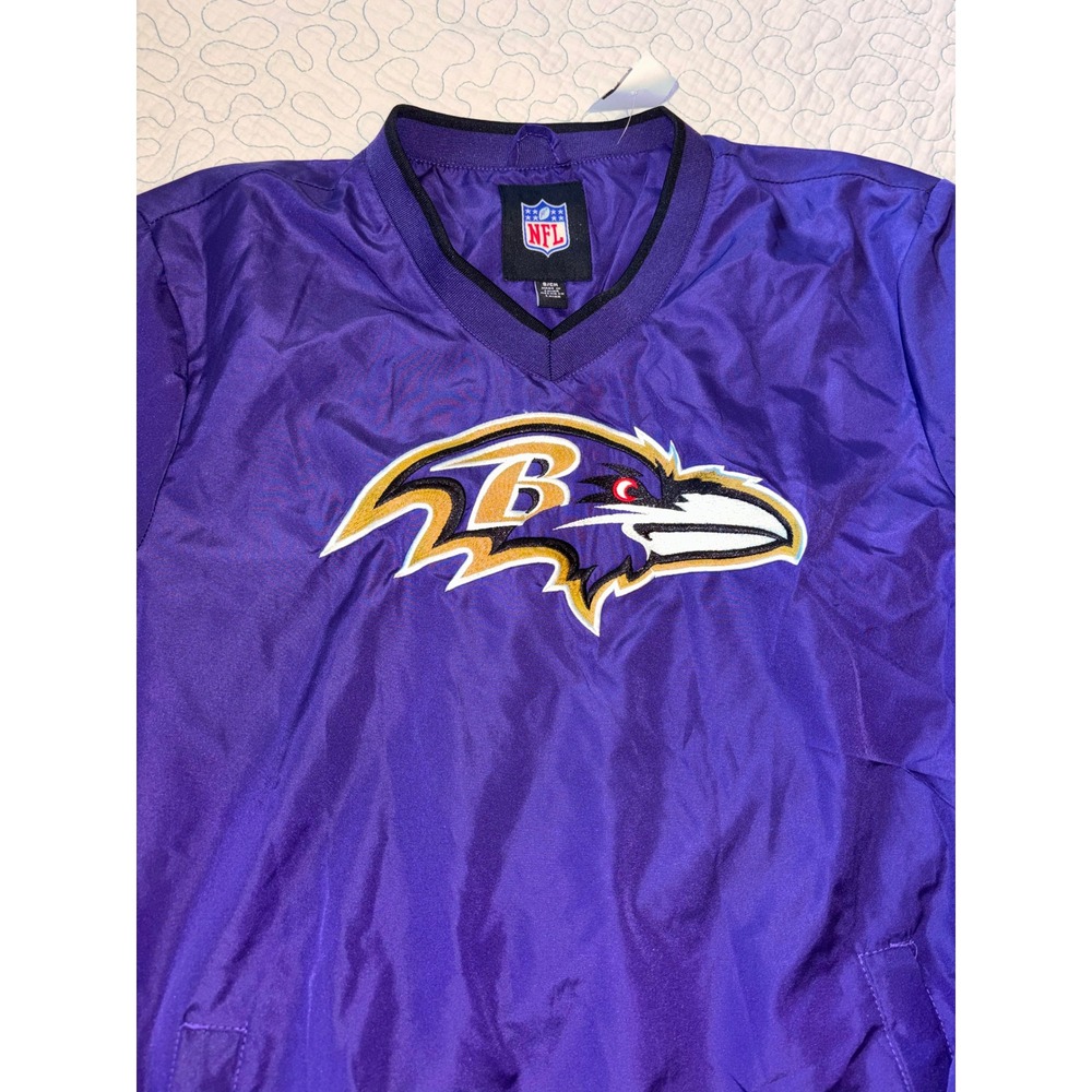 Baltimore Ravens NFL Windbreaker Pullover Purple V-Neck Men Small Side Zip Logo - Picture 2 of 6